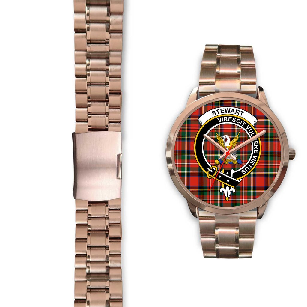 Stewart Family Tartan Crest Rose Gold Watch