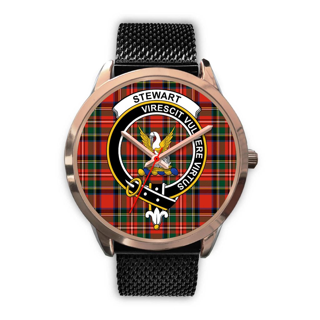 Stewart Family Tartan Crest Rose Gold Watch