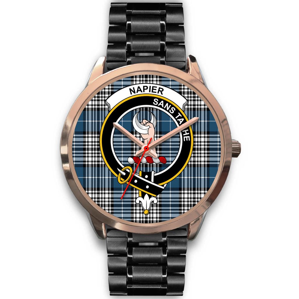 Napier Modern Tartan Crest Rose Gold Watch