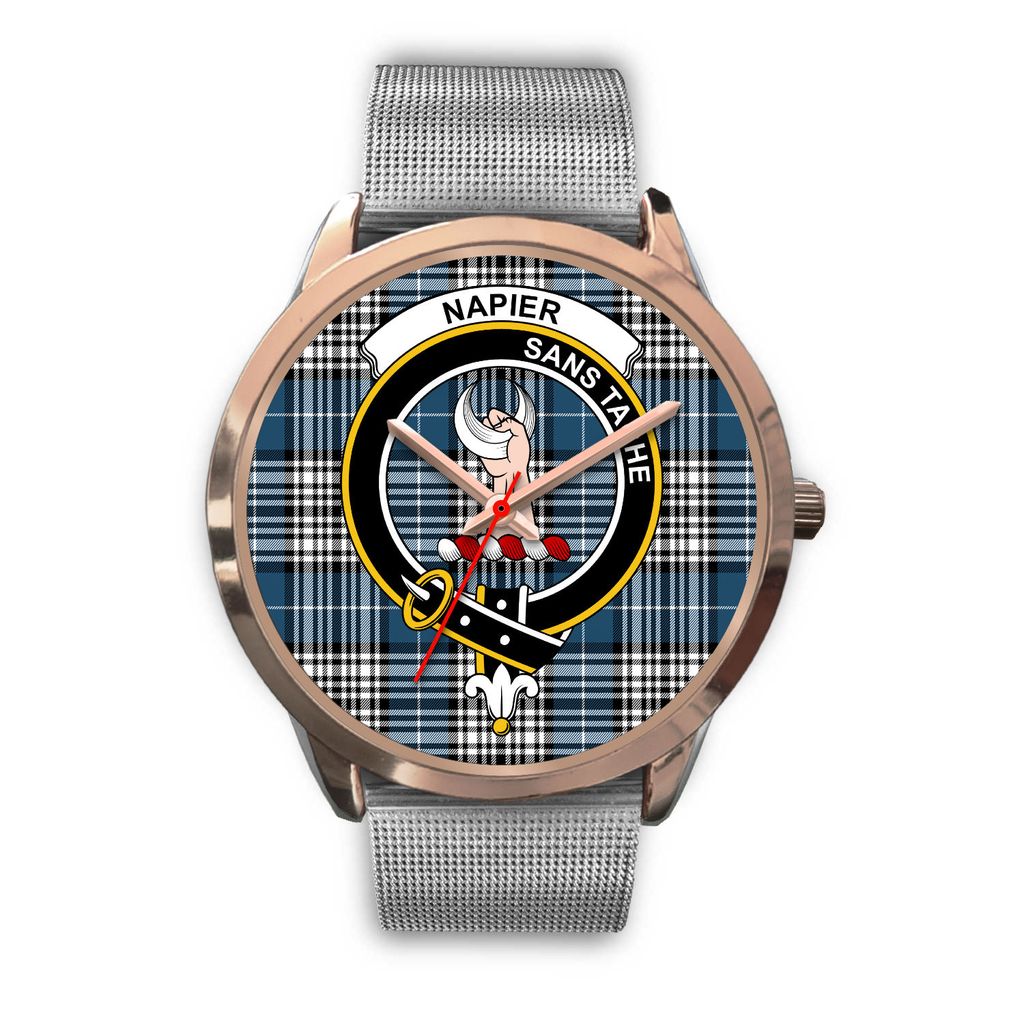 Napier Modern Tartan Crest Rose Gold Watch