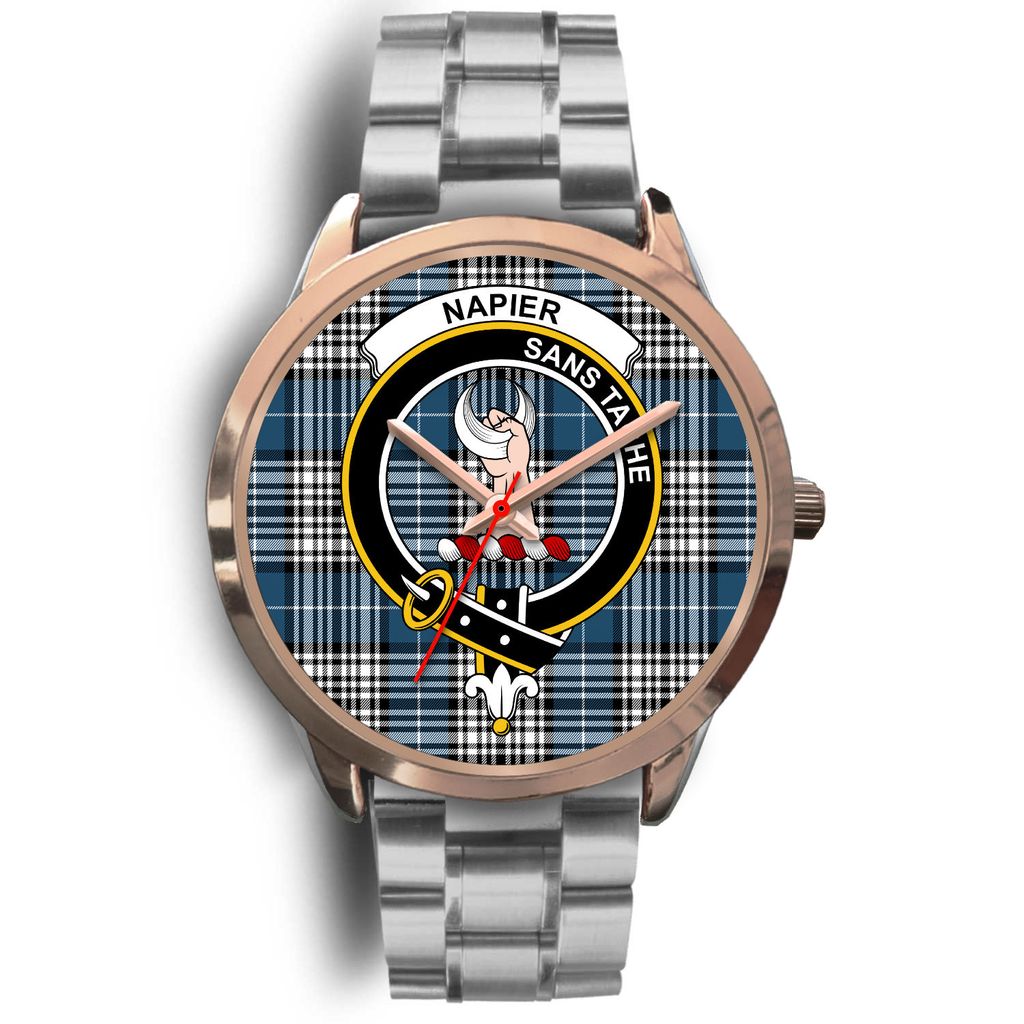 Napier Modern Tartan Crest Rose Gold Watch