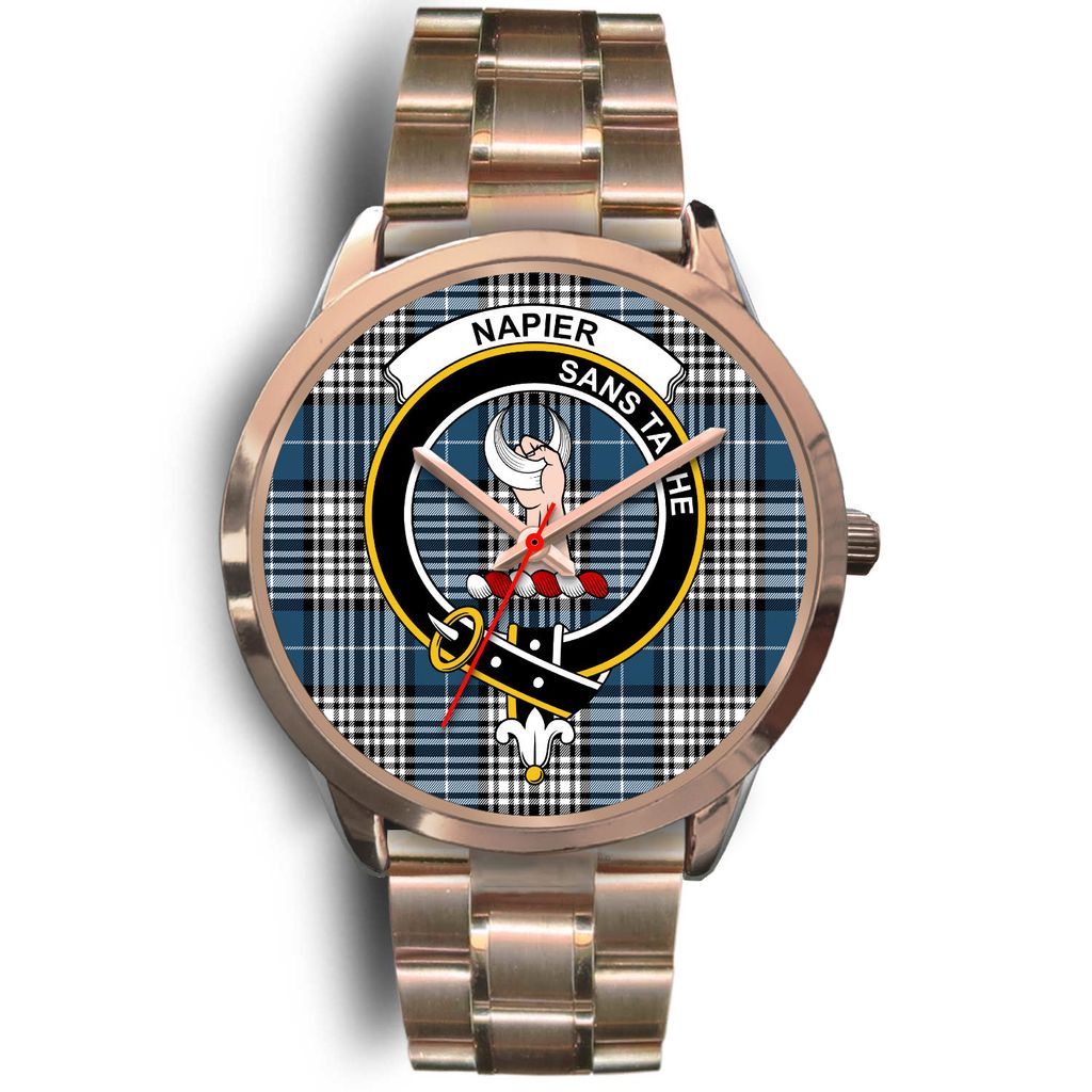 Napier Modern Tartan Crest Rose Gold Watch