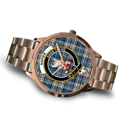 Napier Modern Tartan Crest Rose Gold Watch