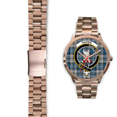 Napier Modern Tartan Crest Rose Gold Watch