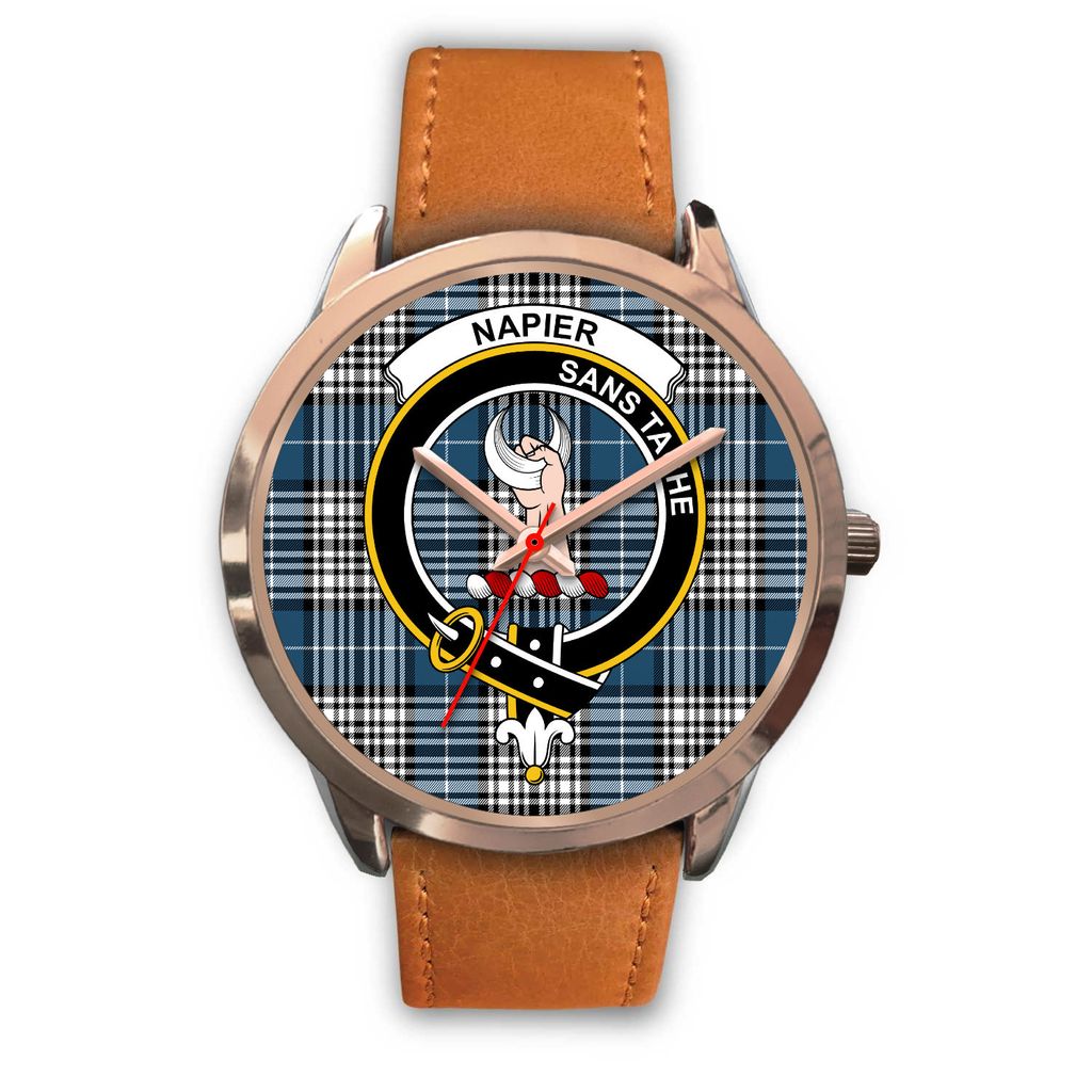 Napier Modern Tartan Crest Rose Gold Watch