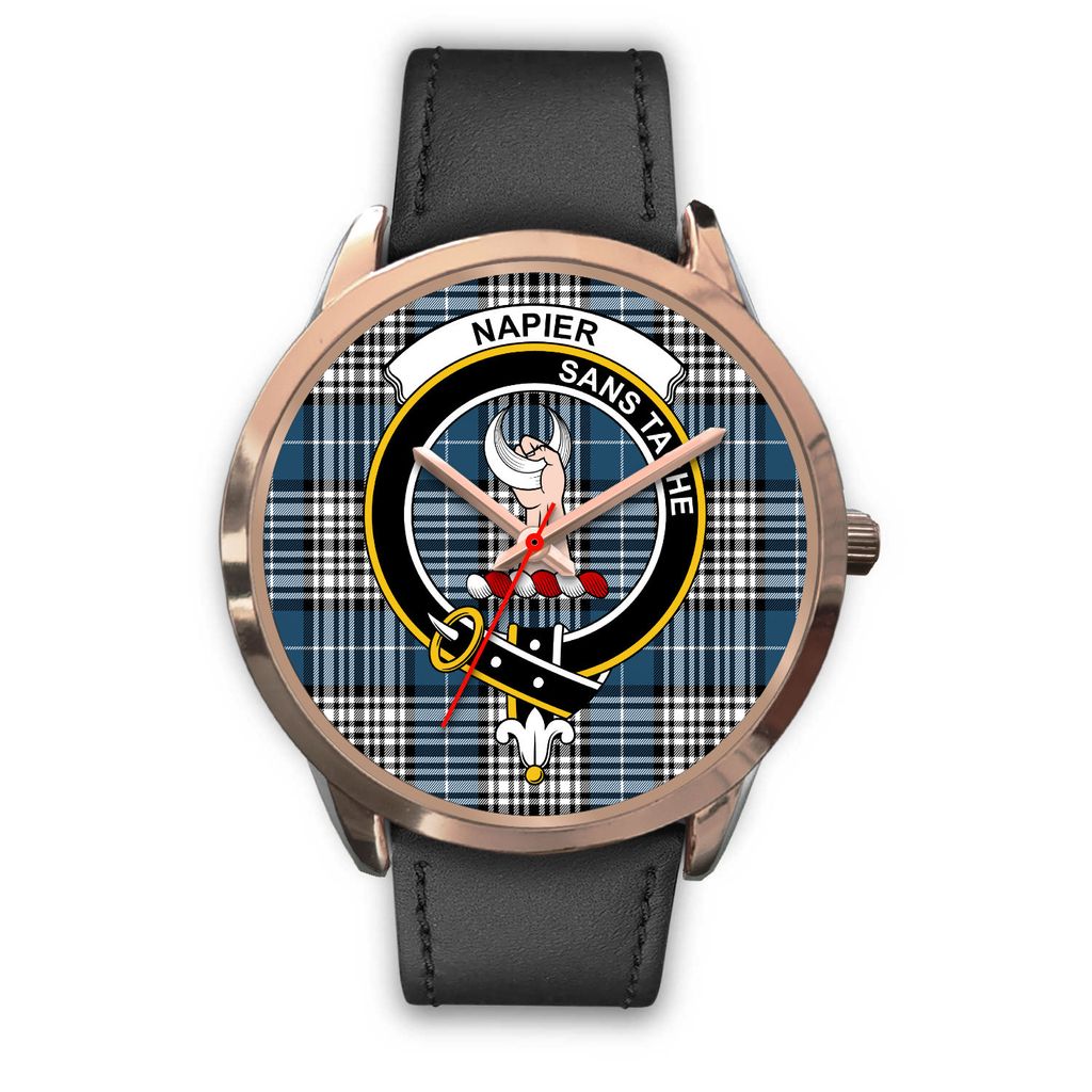 Napier Modern Tartan Crest Rose Gold Watch