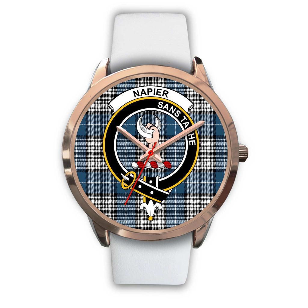 Napier Modern Tartan Crest Rose Gold Watch