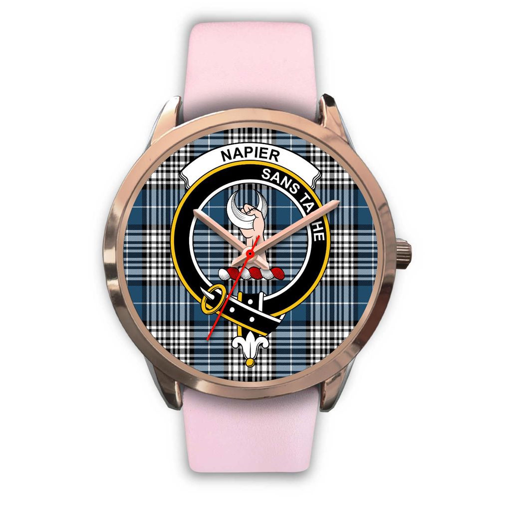 Napier Modern Tartan Crest Rose Gold Watch