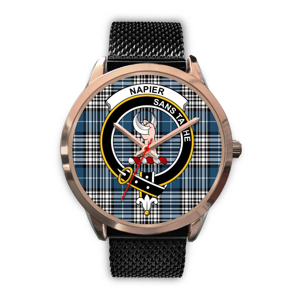 Napier Modern Tartan Crest Rose Gold Watch