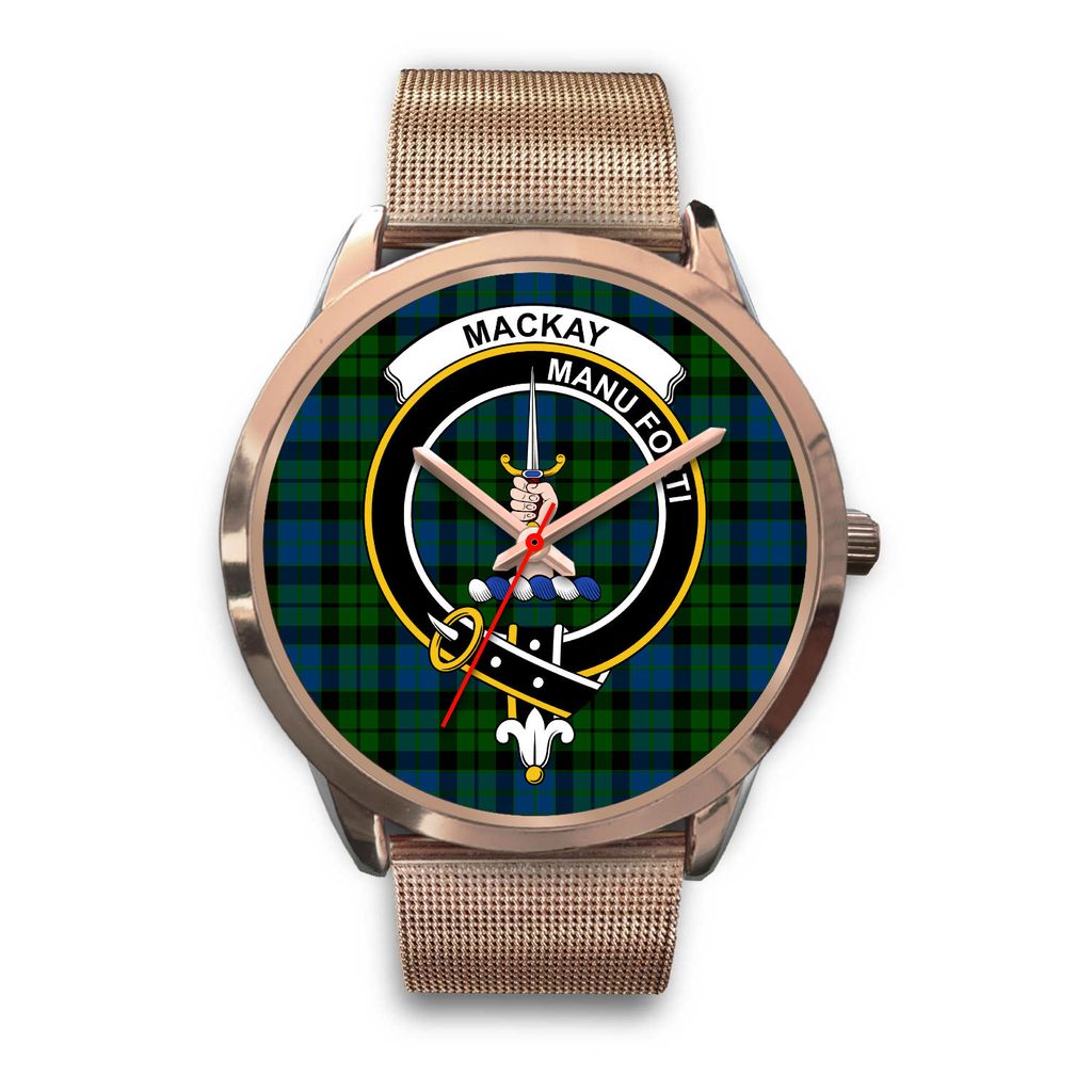 MacKay Modern Tartan Crest Rose Gold Watch