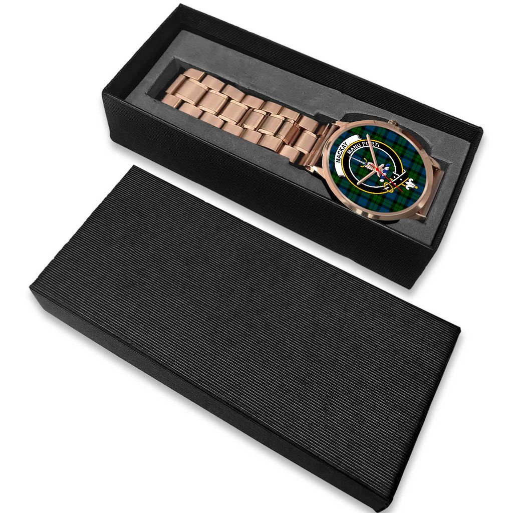 MacKay Modern Tartan Crest Rose Gold Watch