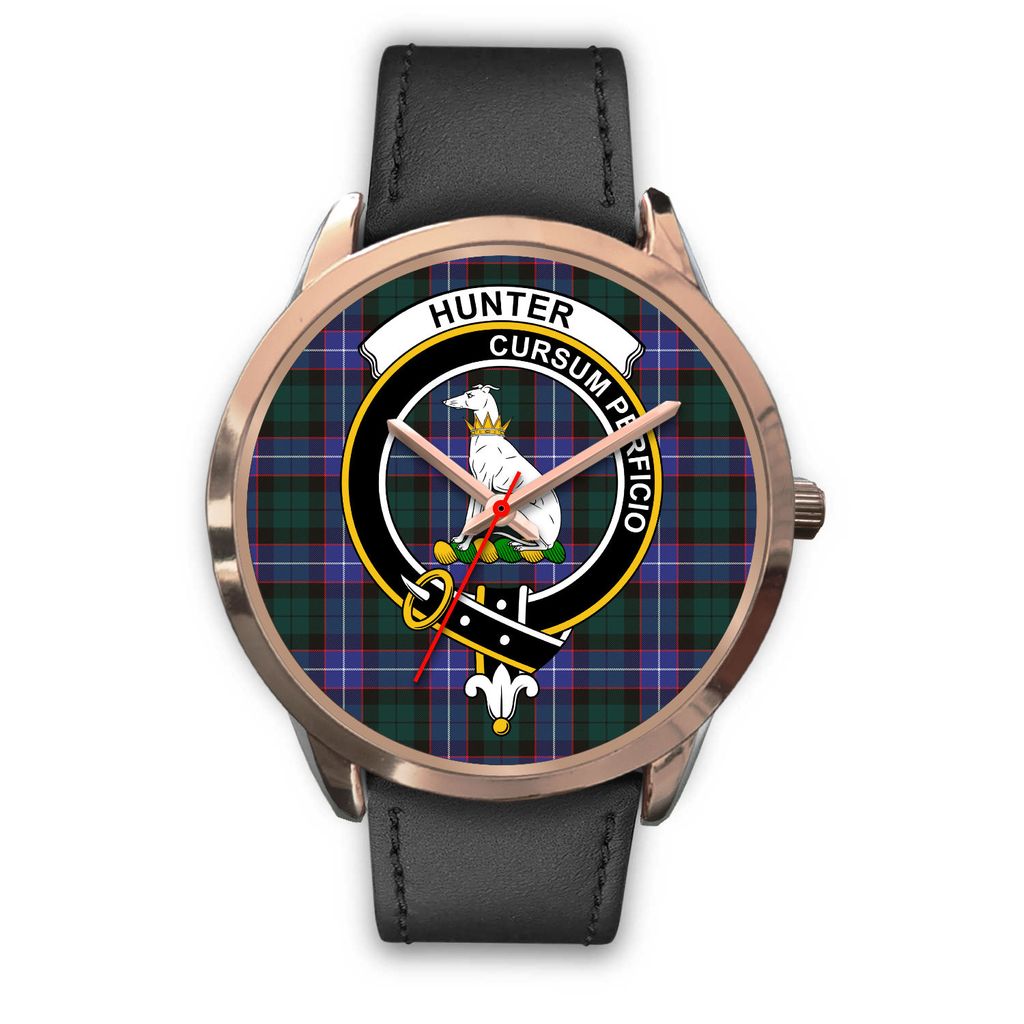 Hunter Modern Tartan Crest Rose Gold Watch