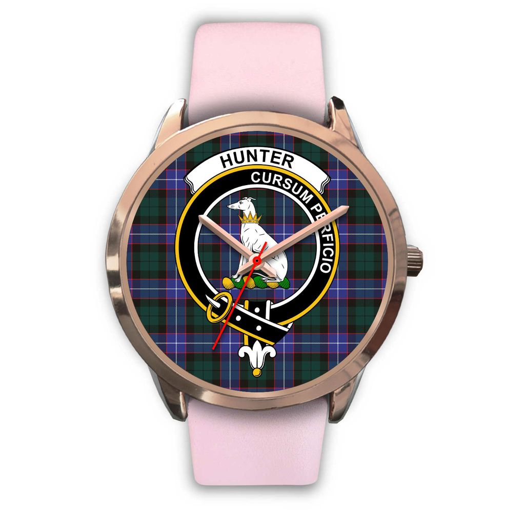 Hunter Modern Tartan Crest Rose Gold Watch