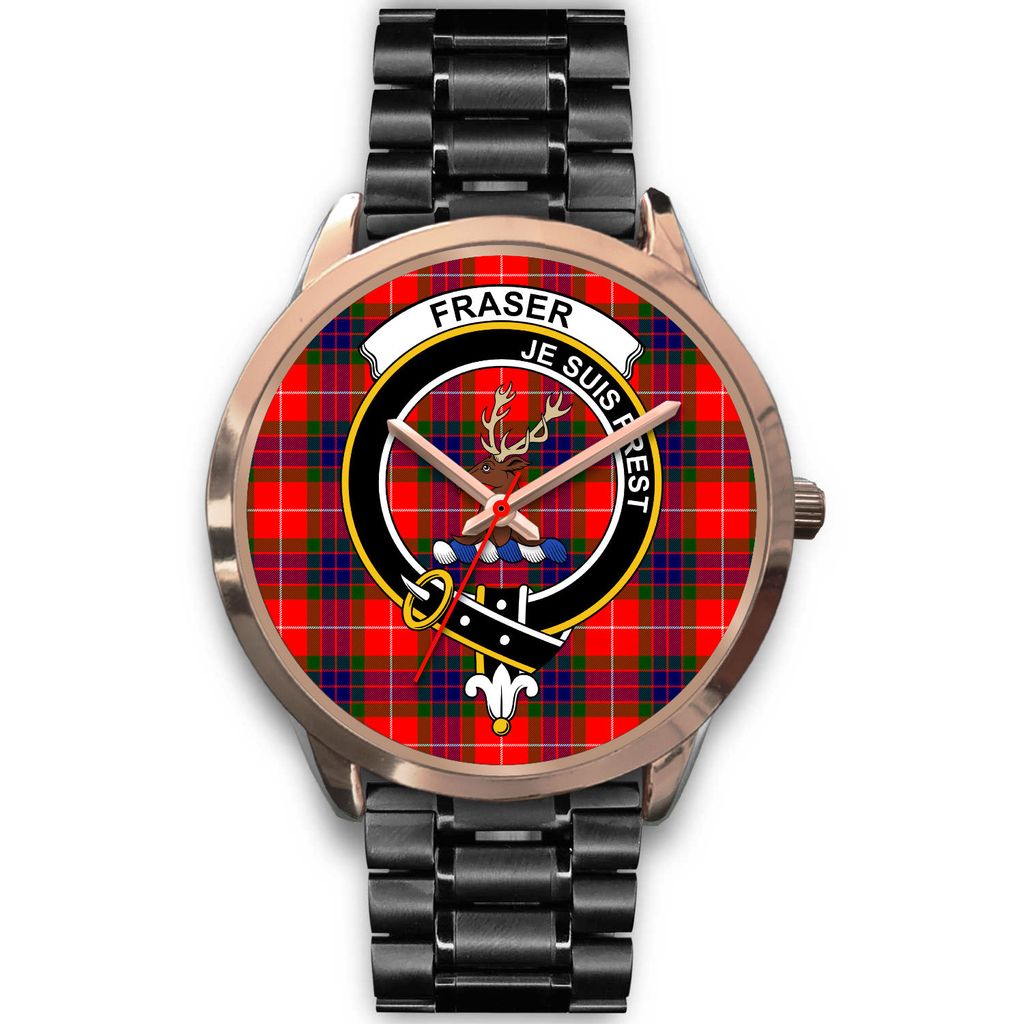 Fraser Modern Tartan Crest Rose Gold Watch