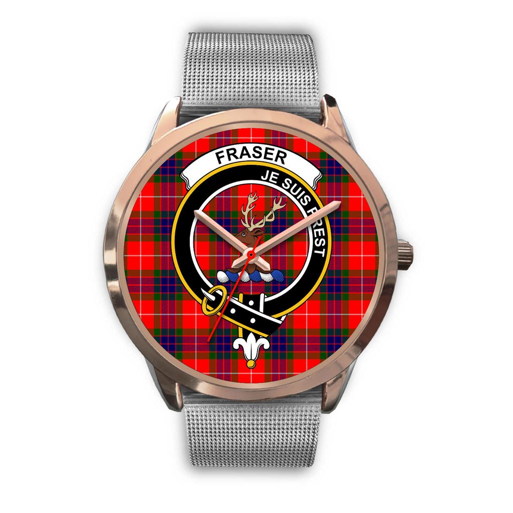 Fraser Modern Tartan Crest Rose Gold Watch