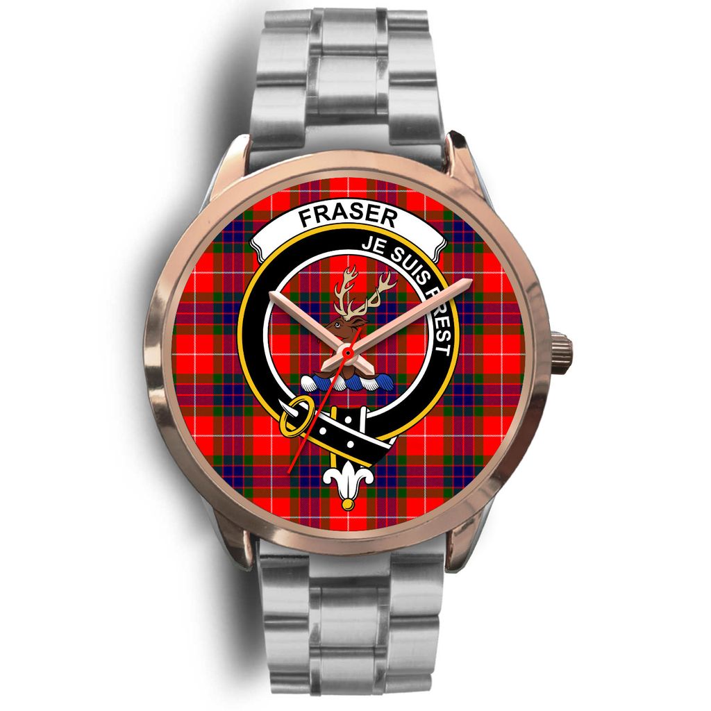 Fraser Modern Tartan Crest Rose Gold Watch