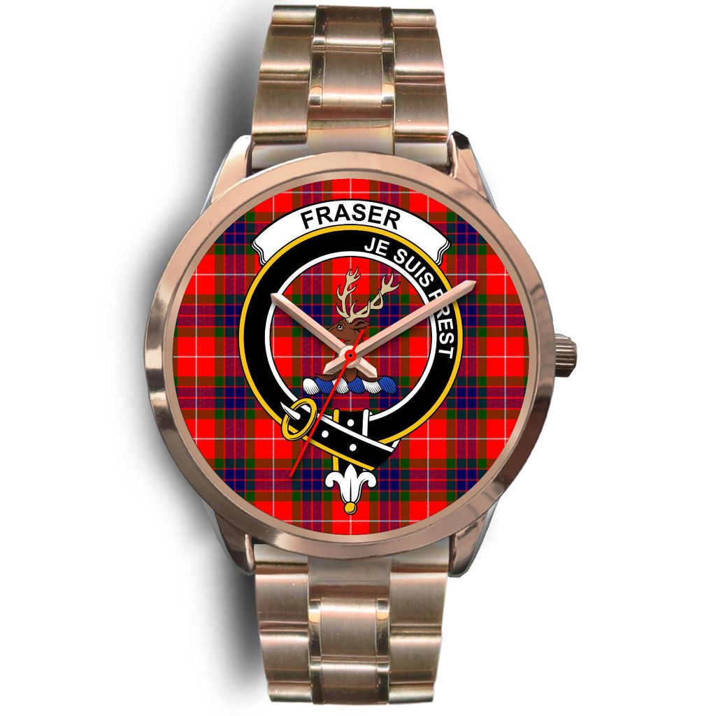 Fraser Modern Tartan Crest Rose Gold Watch