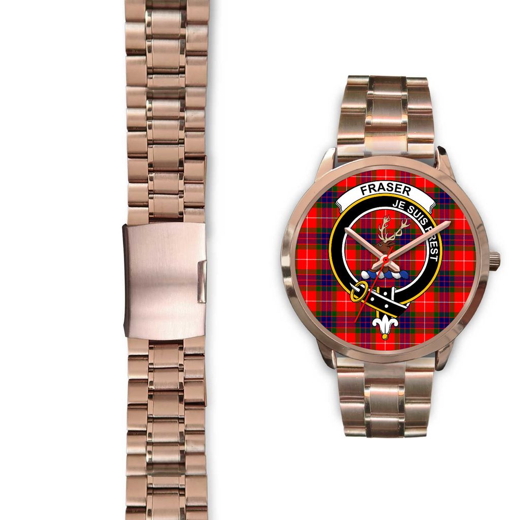 Fraser Modern Tartan Crest Rose Gold Watch