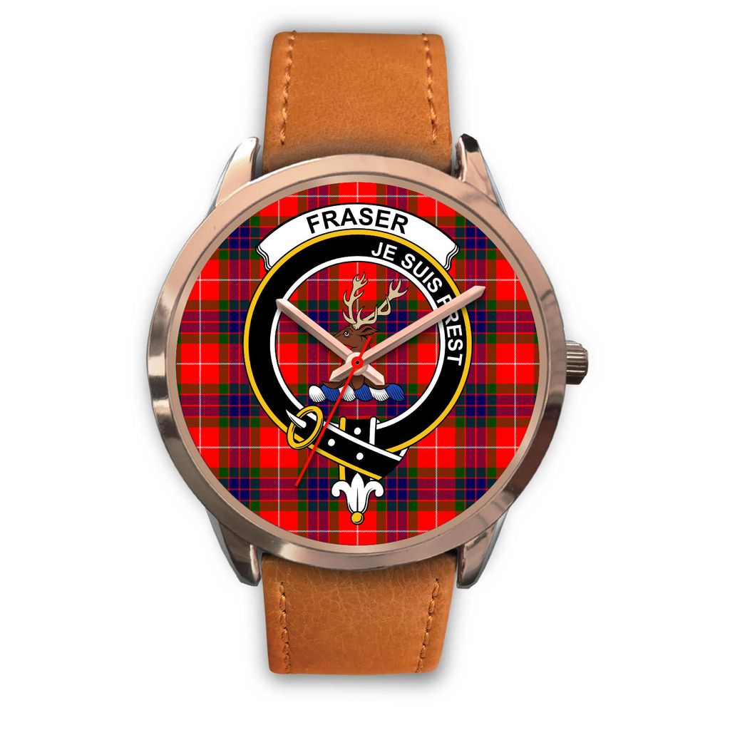 Fraser Modern Tartan Crest Rose Gold Watch