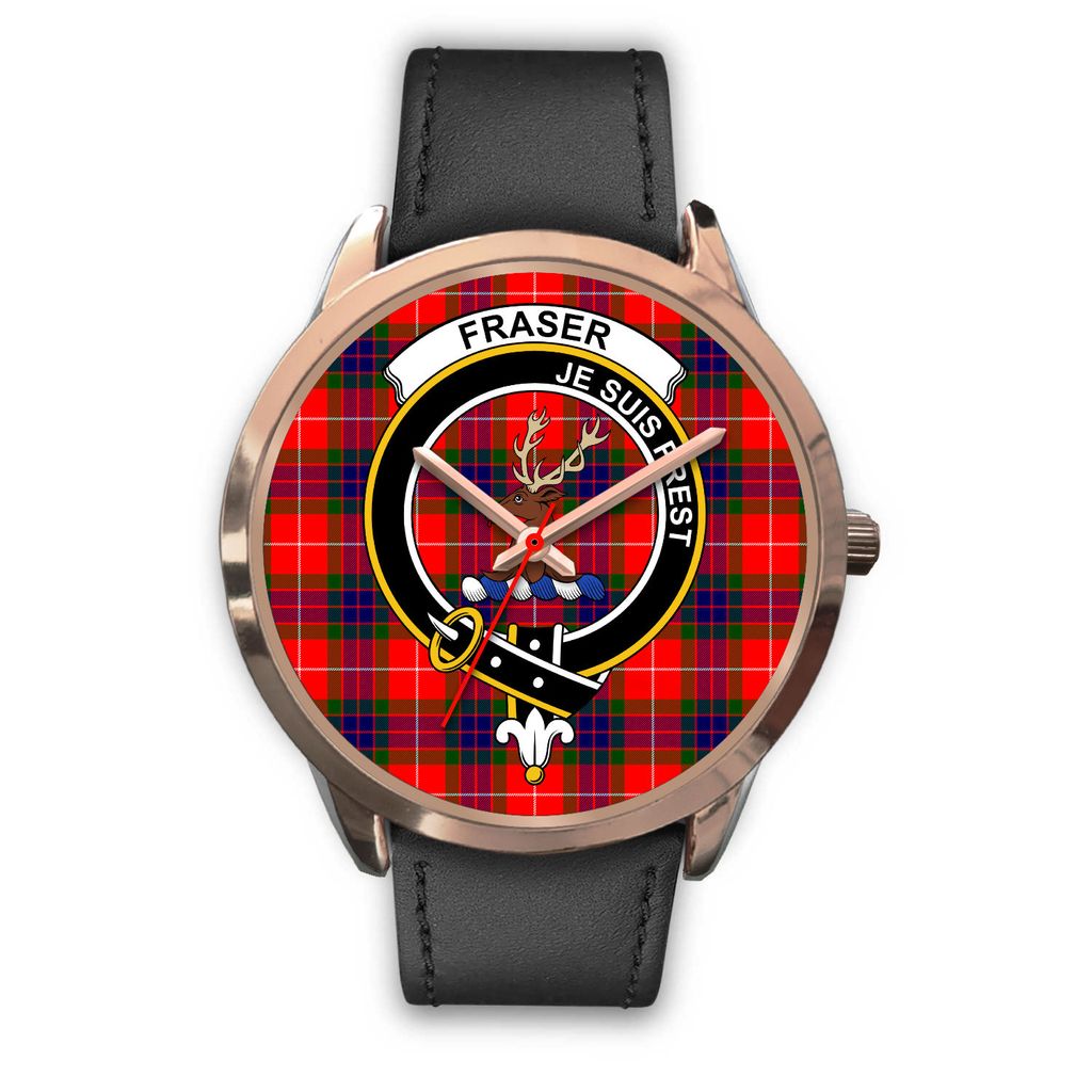 Fraser Modern Tartan Crest Rose Gold Watch