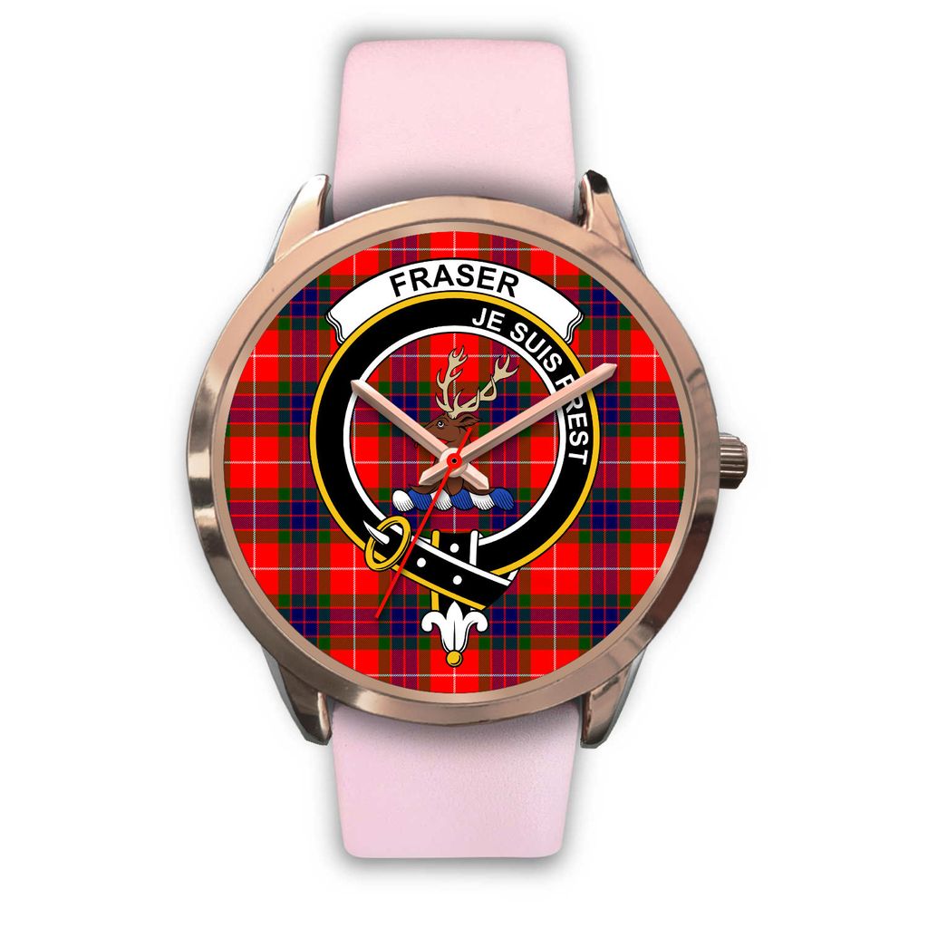 Fraser Modern Tartan Crest Rose Gold Watch