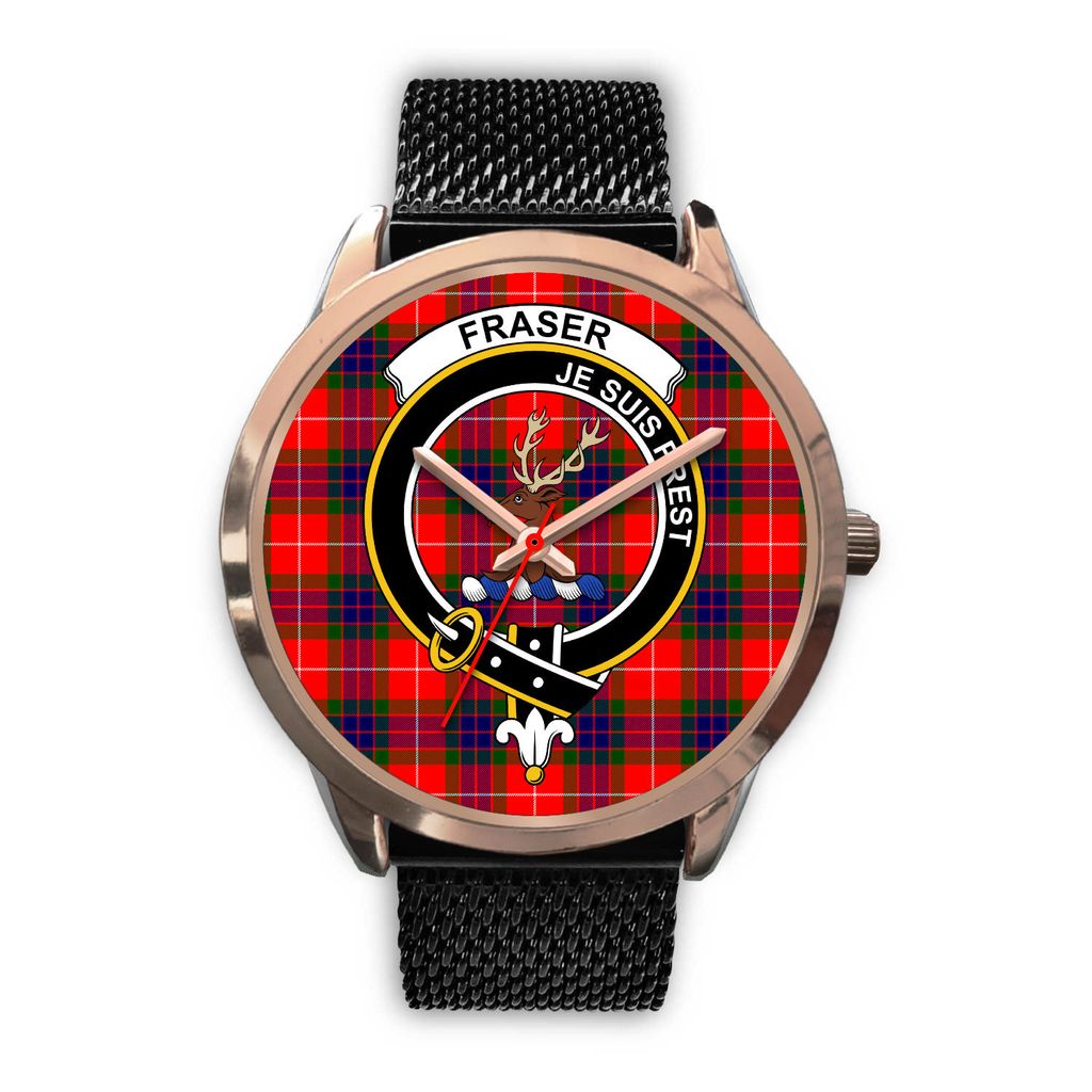 Fraser Modern Tartan Crest Rose Gold Watch