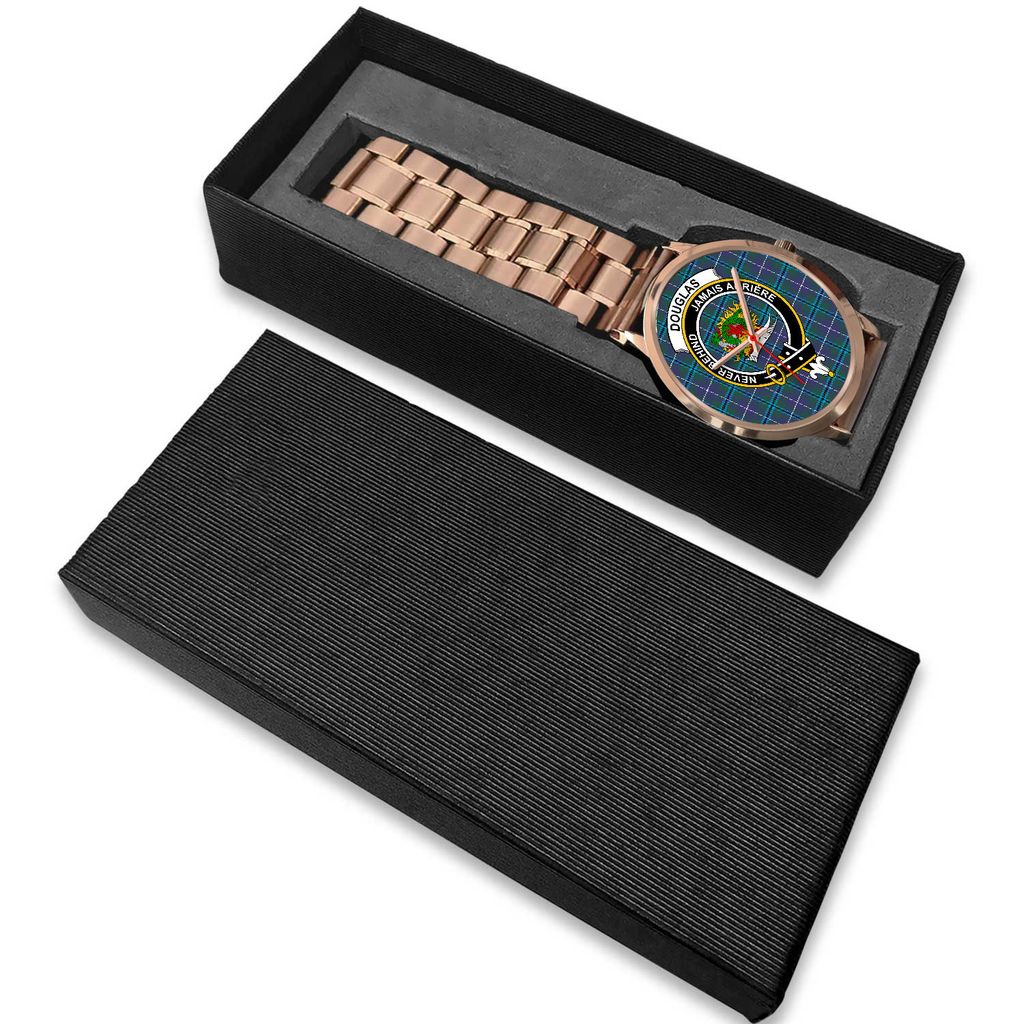 Douglas Modern Tartan Crest Rose Gold Watch