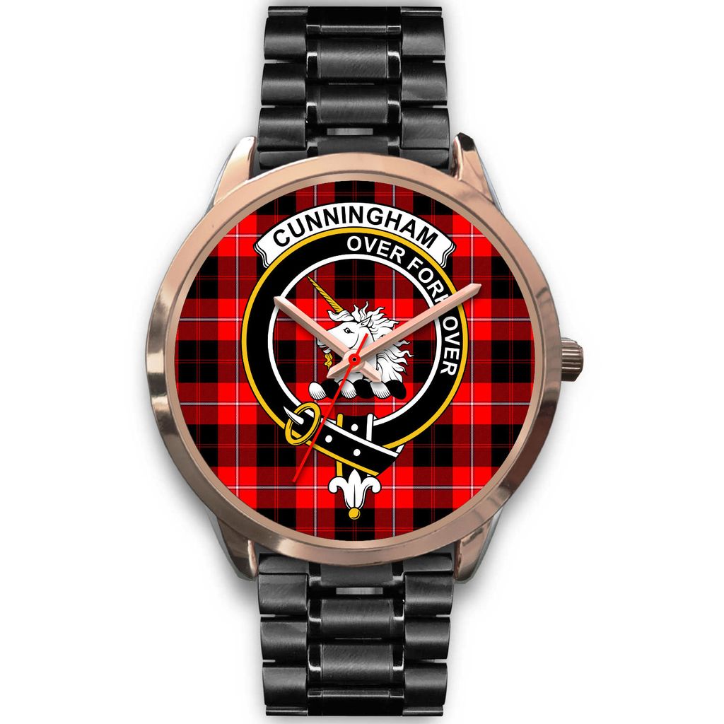 Cunningham Modern Tartan Crest Rose Gold Watch