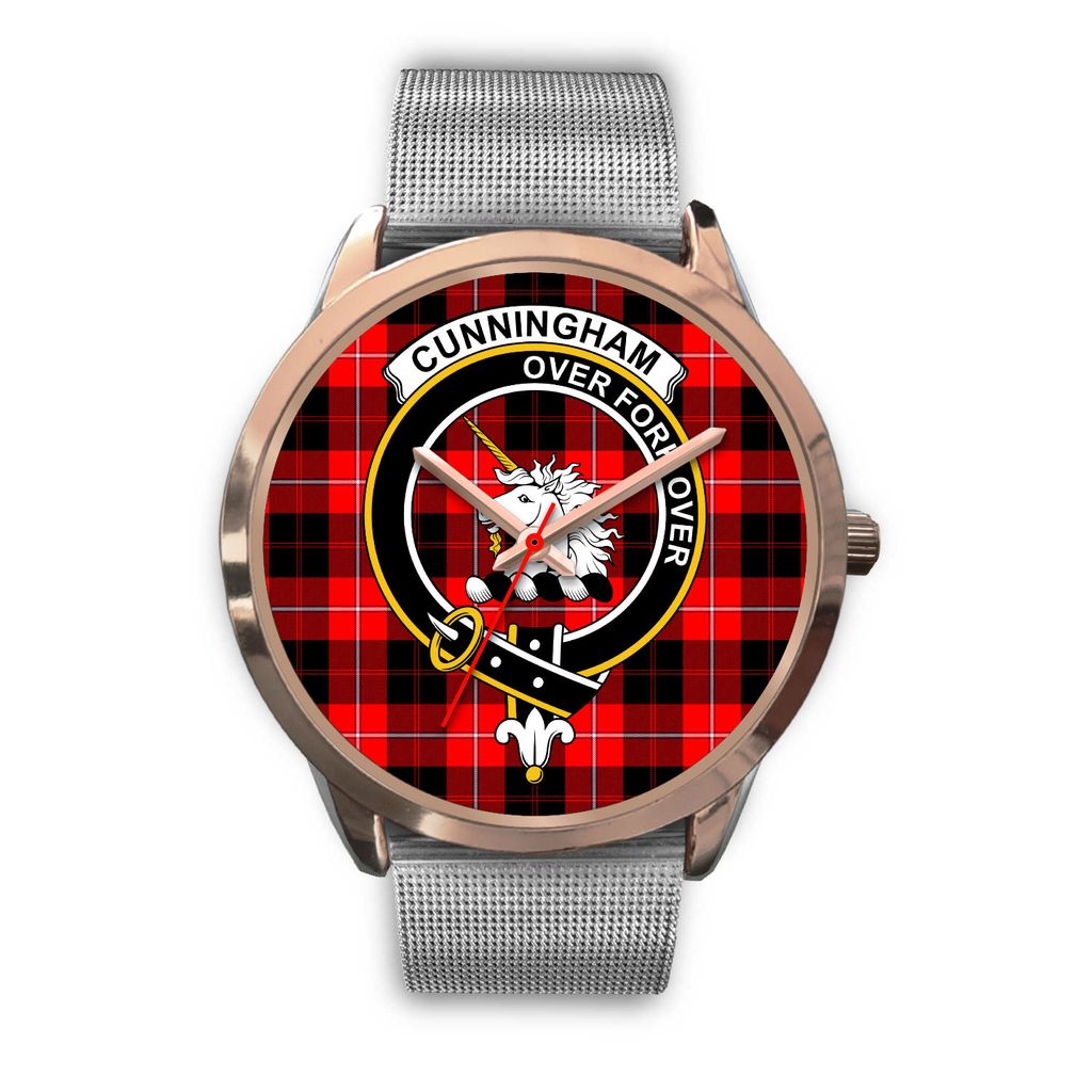 Cunningham Modern Tartan Crest Rose Gold Watch