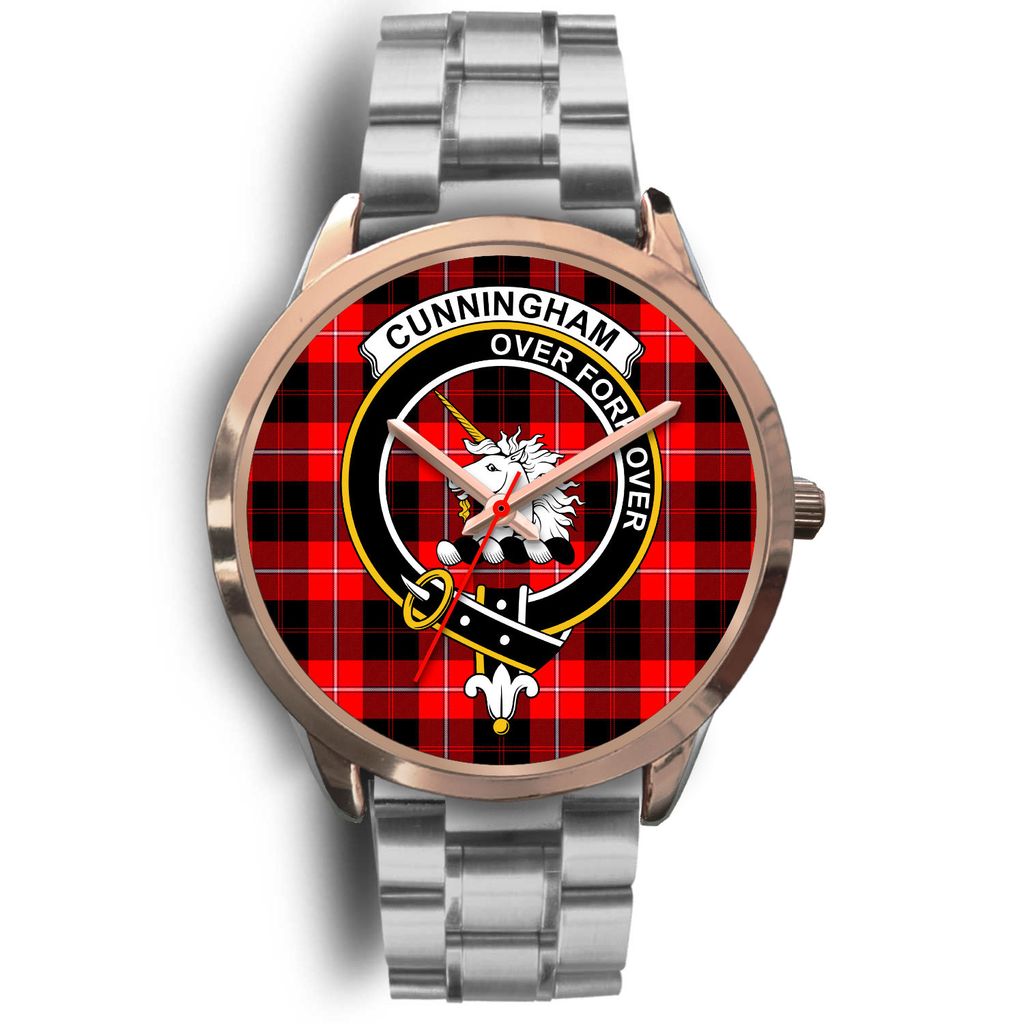 Cunningham Modern Tartan Crest Rose Gold Watch