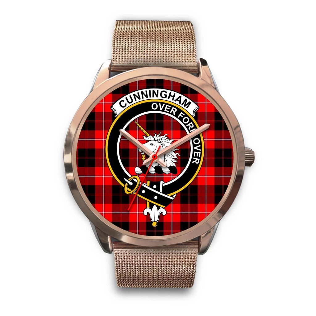 Cunningham Modern Tartan Crest Rose Gold Watch