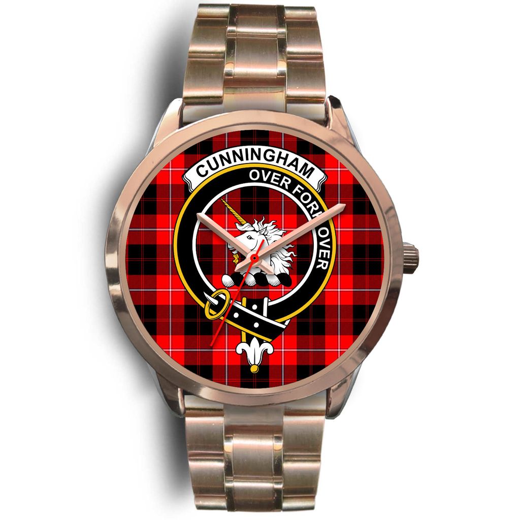 Cunningham Modern Tartan Crest Rose Gold Watch