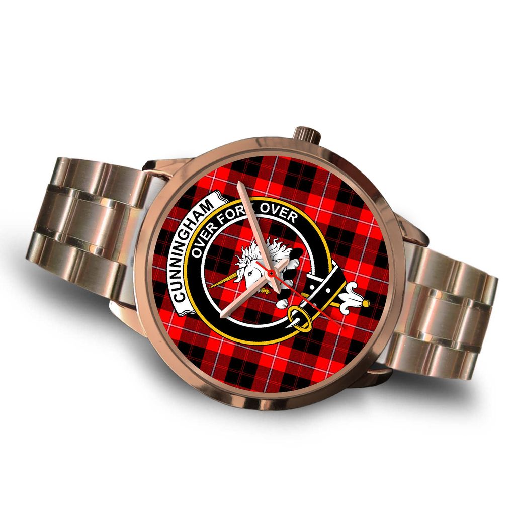 Cunningham Modern Tartan Crest Rose Gold Watch