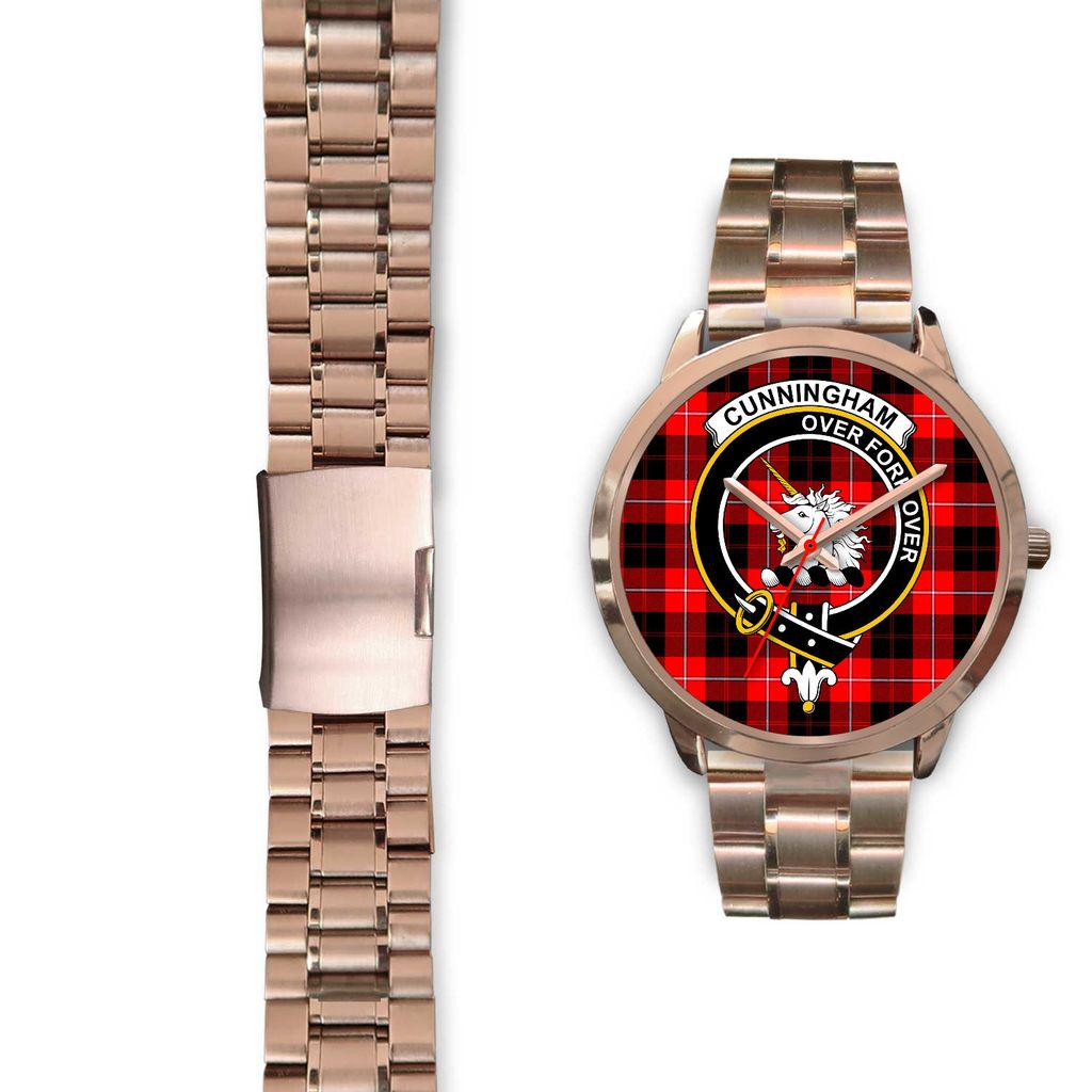 Cunningham Modern Tartan Crest Rose Gold Watch