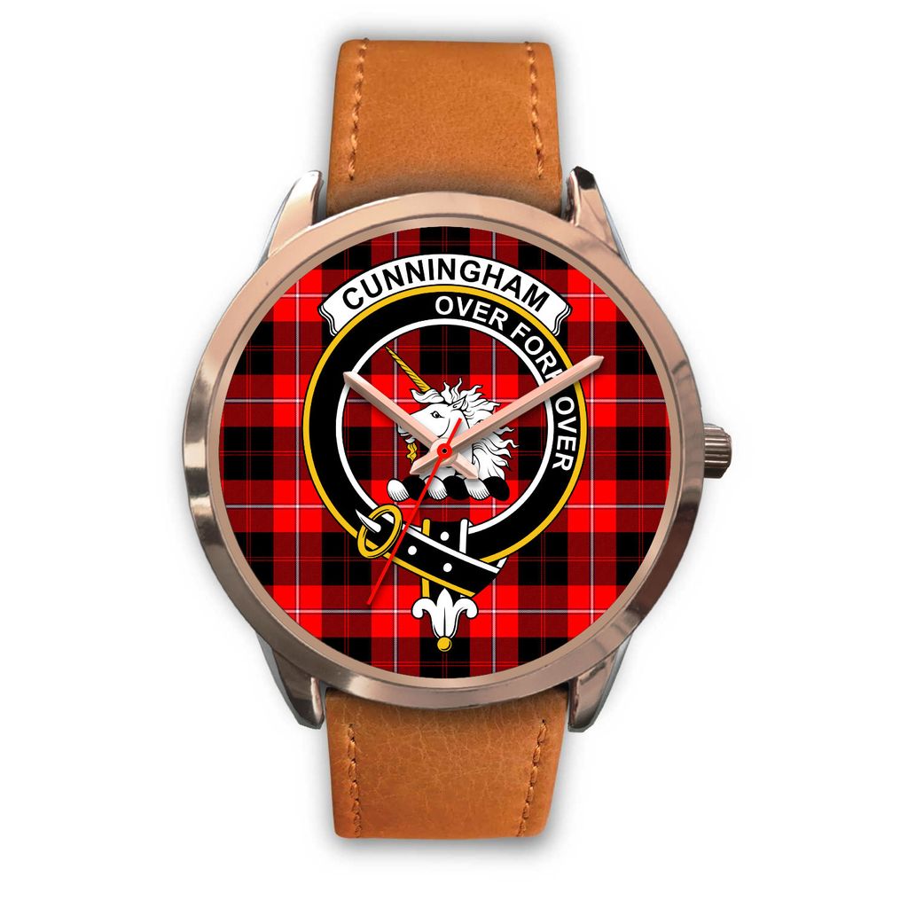 Cunningham Modern Tartan Crest Rose Gold Watch