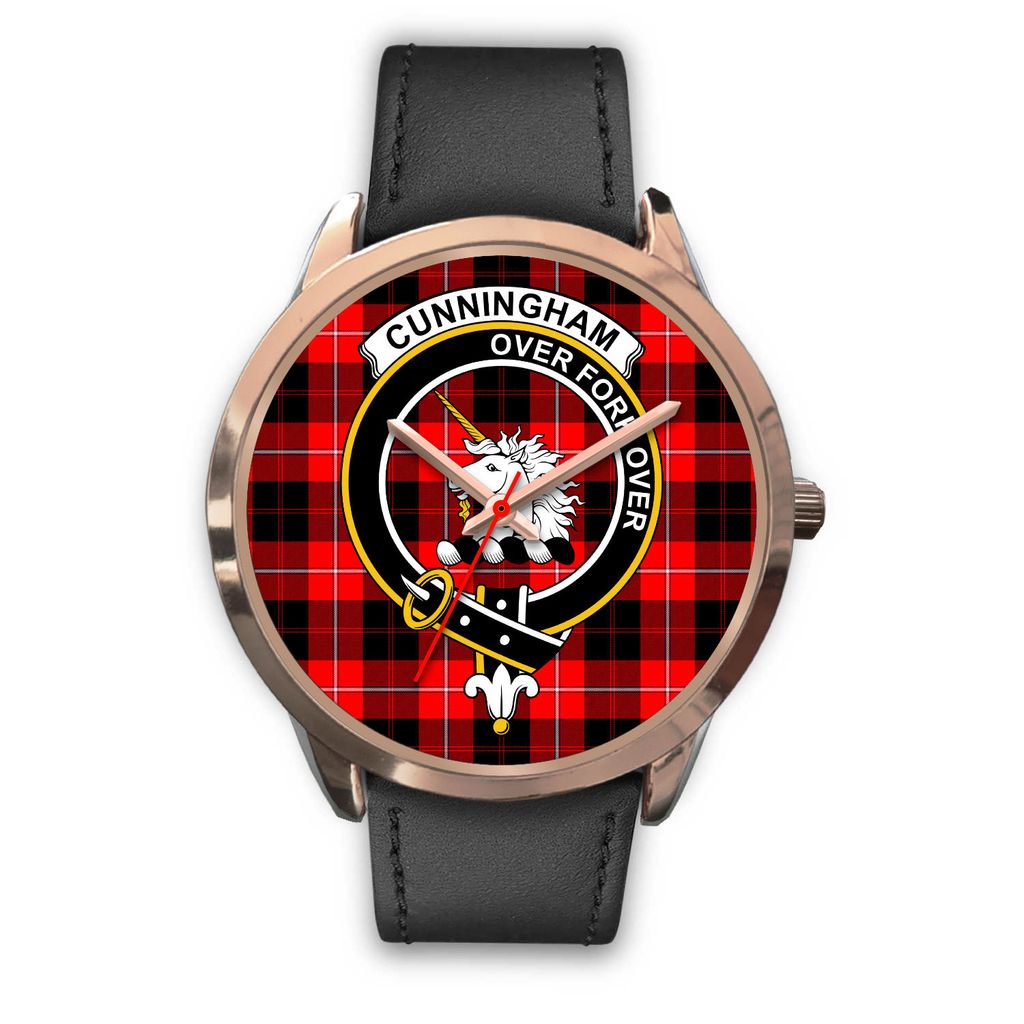 Cunningham Modern Tartan Crest Rose Gold Watch