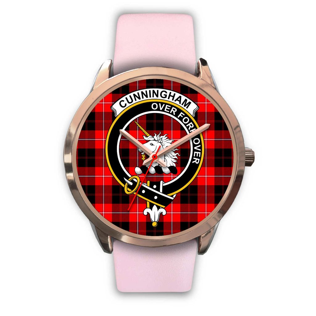 Cunningham Modern Tartan Crest Rose Gold Watch