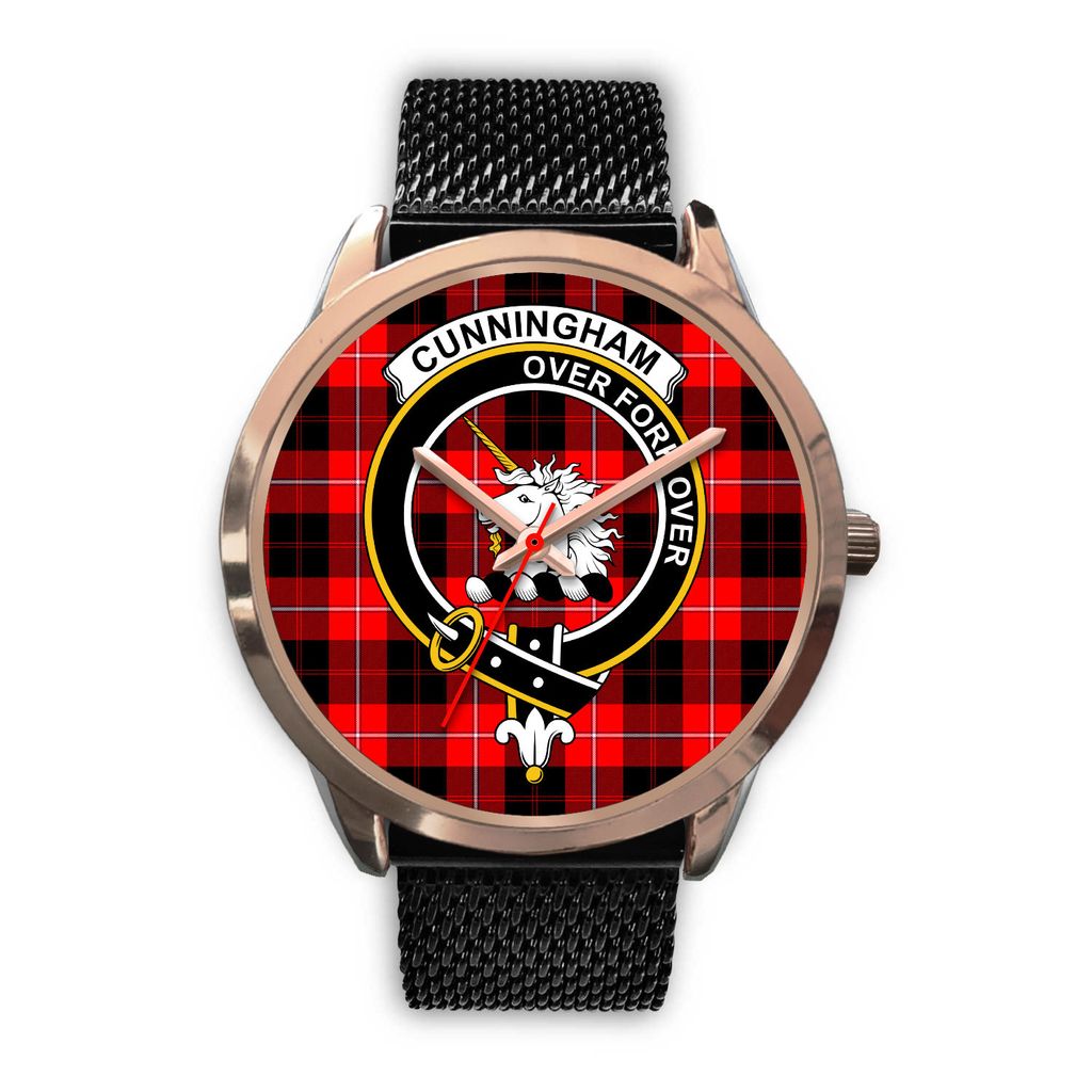 Cunningham Modern Tartan Crest Rose Gold Watch