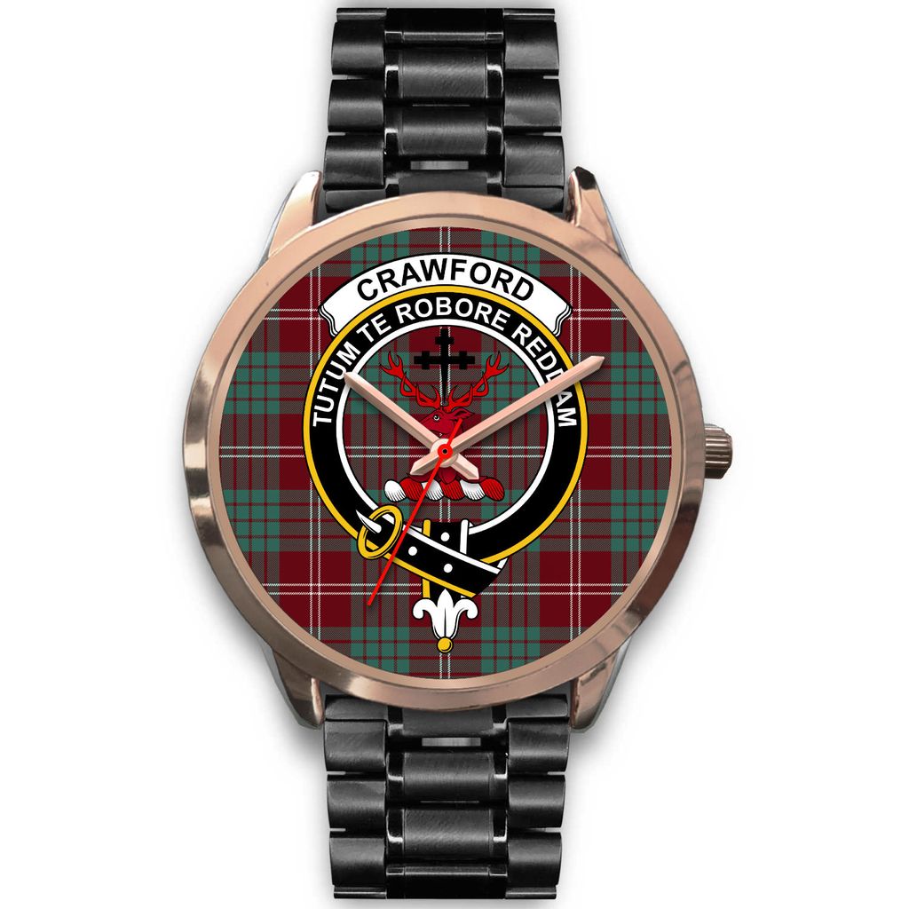 Crawford Modern Tartan Crest Rose Gold Watch