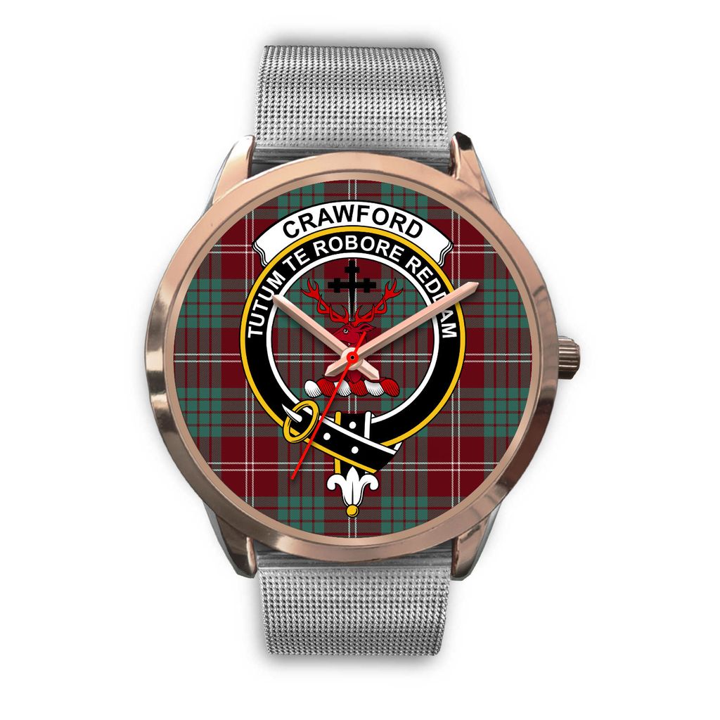 Crawford Modern Tartan Crest Rose Gold Watch