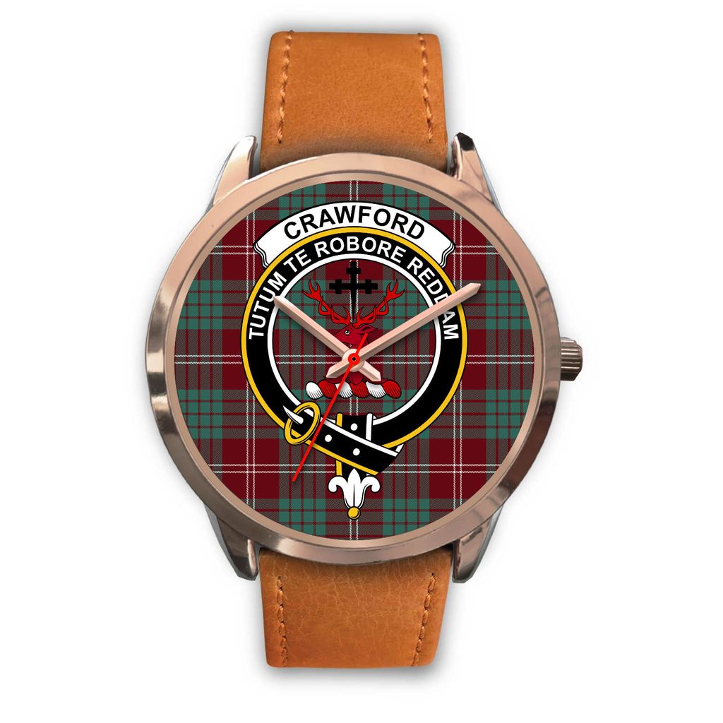 Crawford Modern Tartan Crest Rose Gold Watch