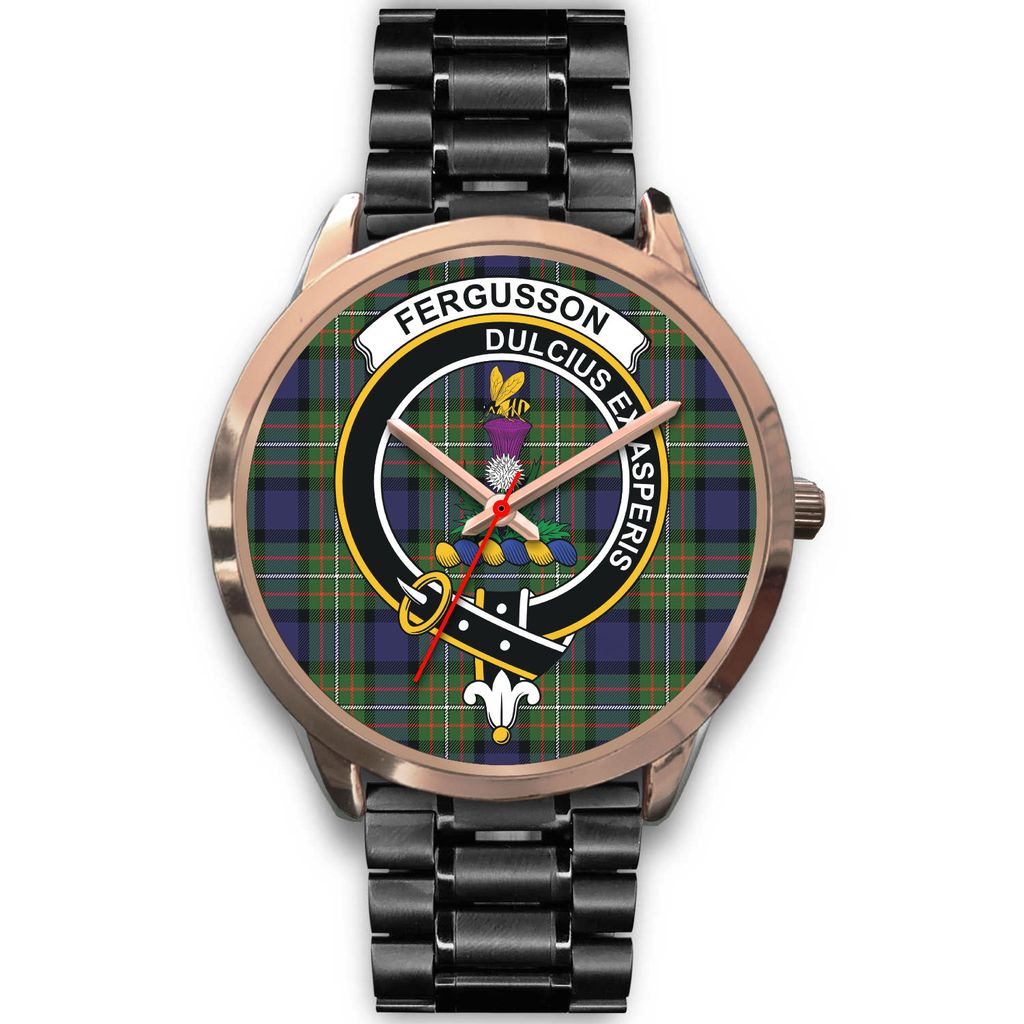 Fergusson Modern Tartan Crest Rose Gold Watch