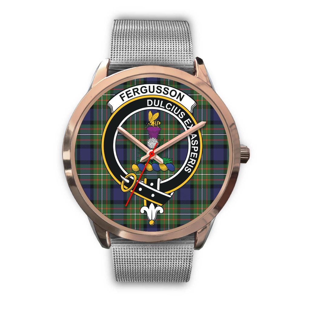 Fergusson Modern Tartan Crest Rose Gold Watch