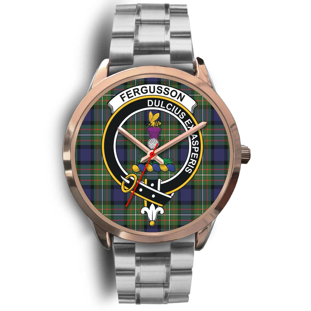 Fergusson Modern Tartan Crest Rose Gold Watch