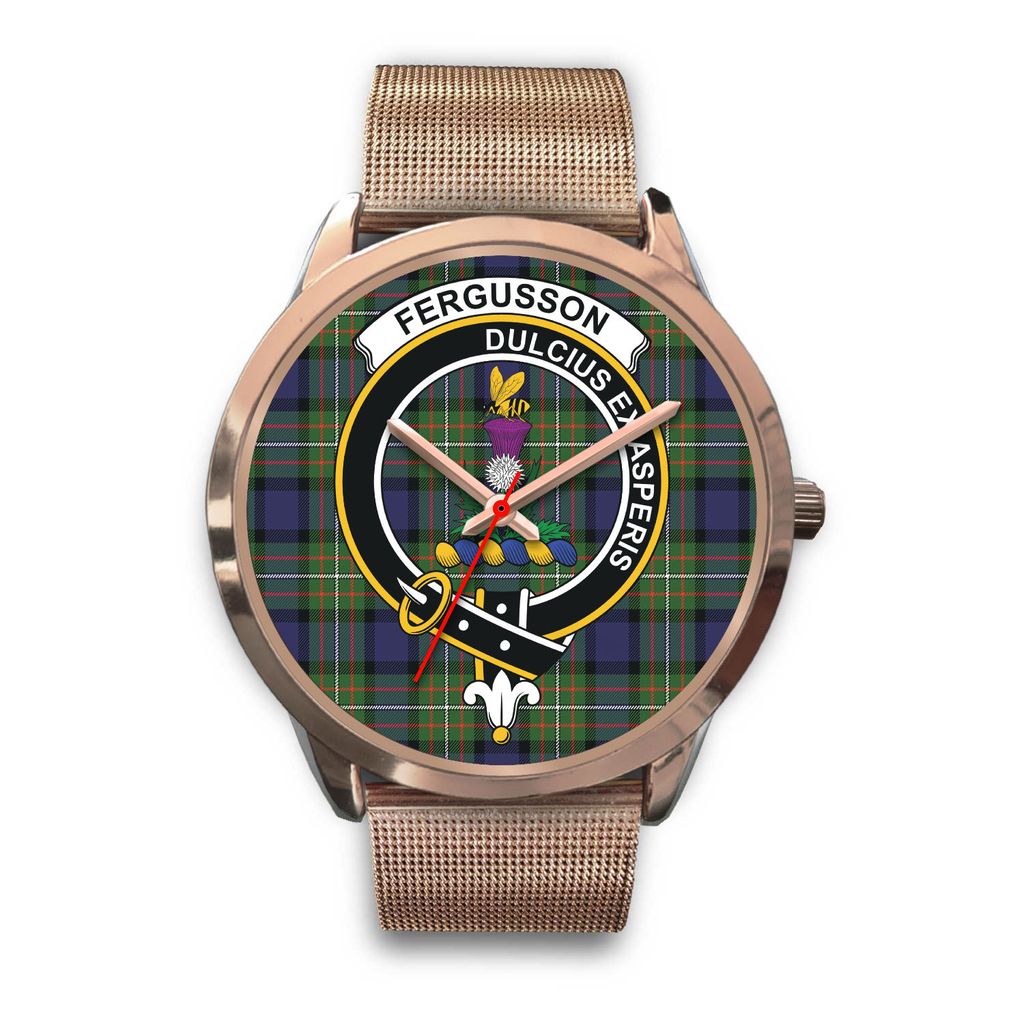 Fergusson Modern Tartan Crest Rose Gold Watch