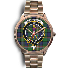 Fergusson Modern Tartan Crest Rose Gold Watch