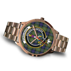 Fergusson Modern Tartan Crest Rose Gold Watch