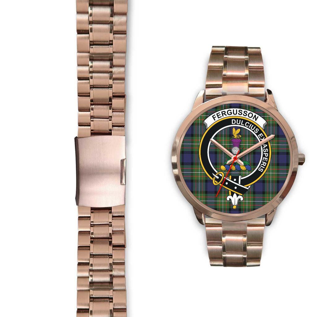 Fergusson Modern Tartan Crest Rose Gold Watch