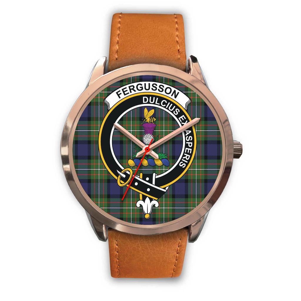 Fergusson Modern Tartan Crest Rose Gold Watch