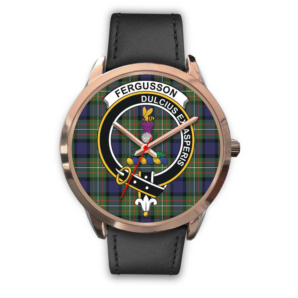 Fergusson Modern Tartan Crest Rose Gold Watch